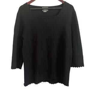 Notations‎ Knit Top Women 1X Scallop Sleeve Minimalistic Whimsigoth Cottagecore